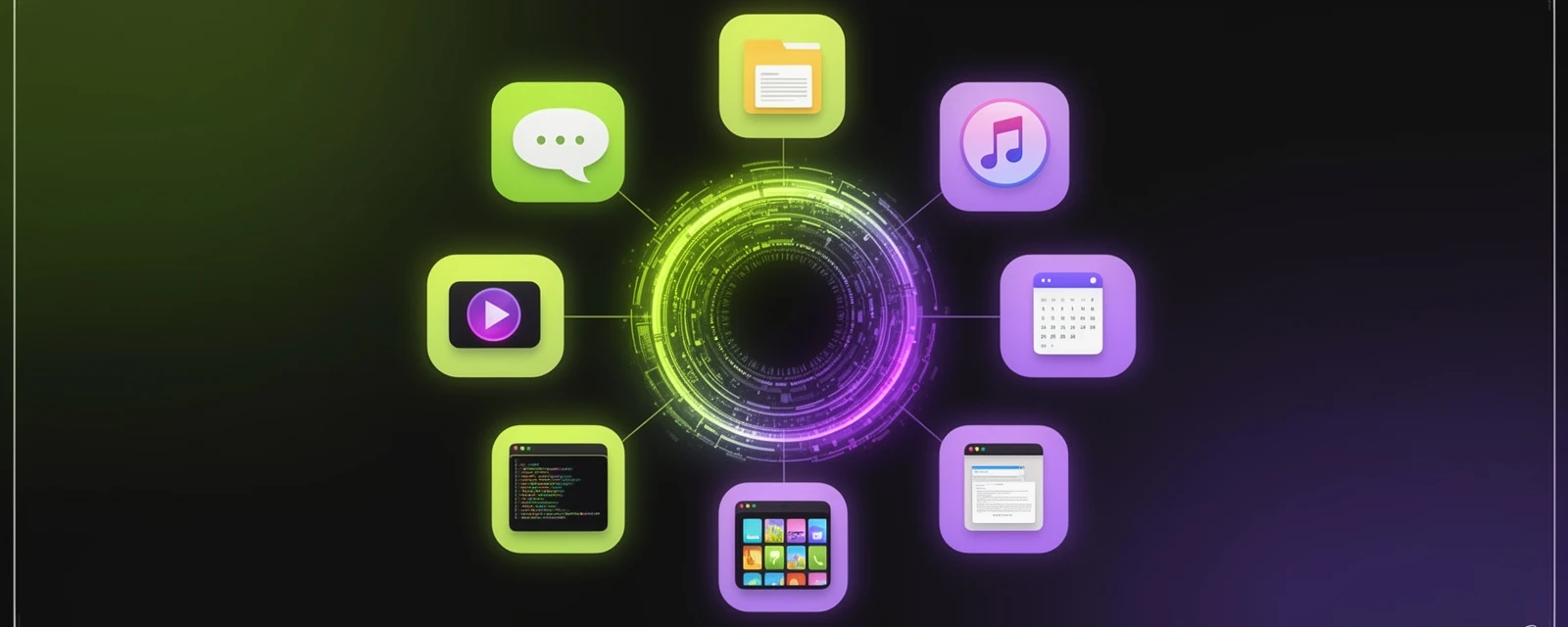 Illustration of apps connected to a single core