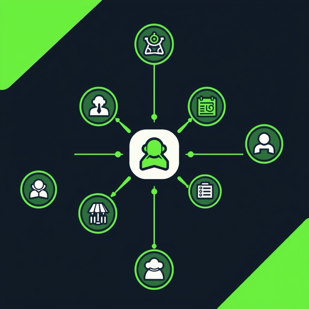 Diagram of team members connected to a manager at the centre