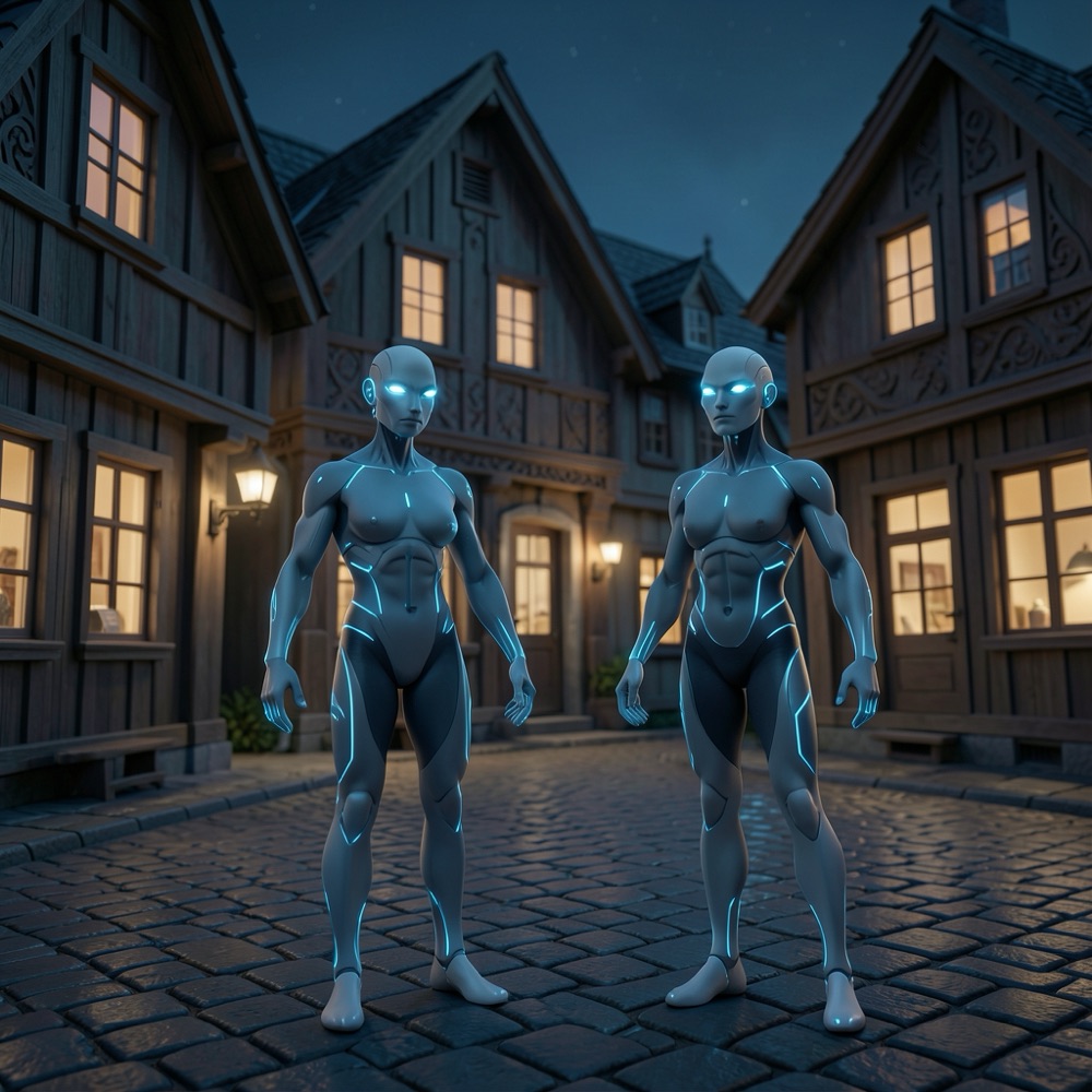 Habitat characters on a street